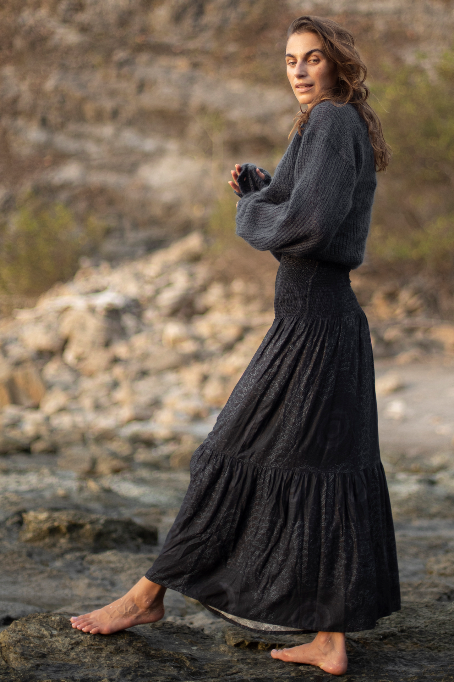 Cropped Cardigan in Charcoal