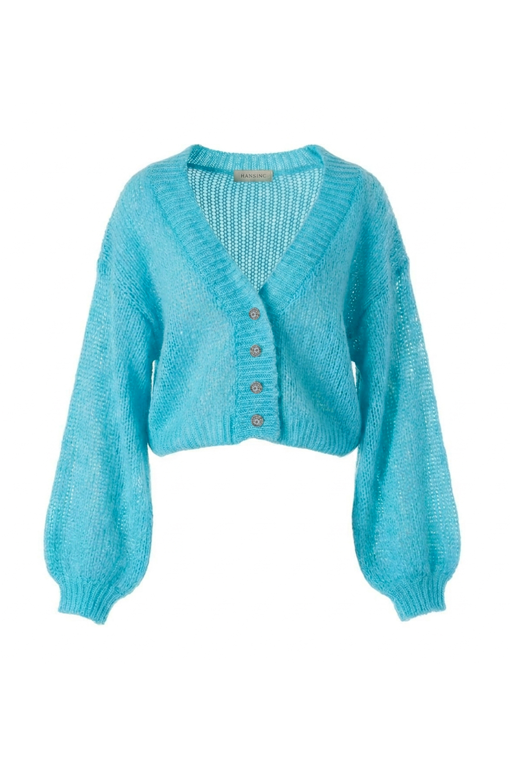 Cropped Cardigan in Caribbean Blue