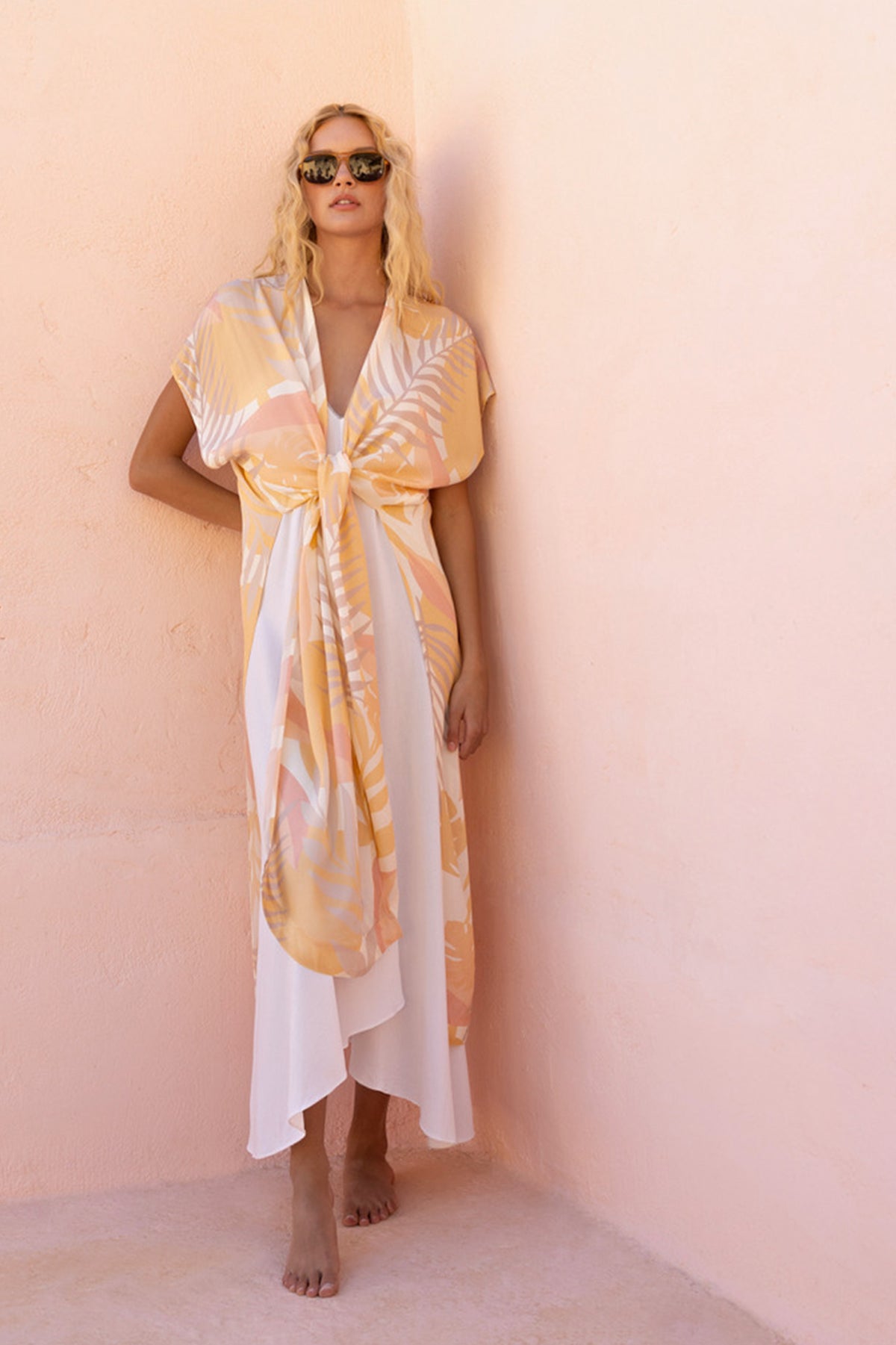 Rhea Kimono Vintage Blush Tropica Print