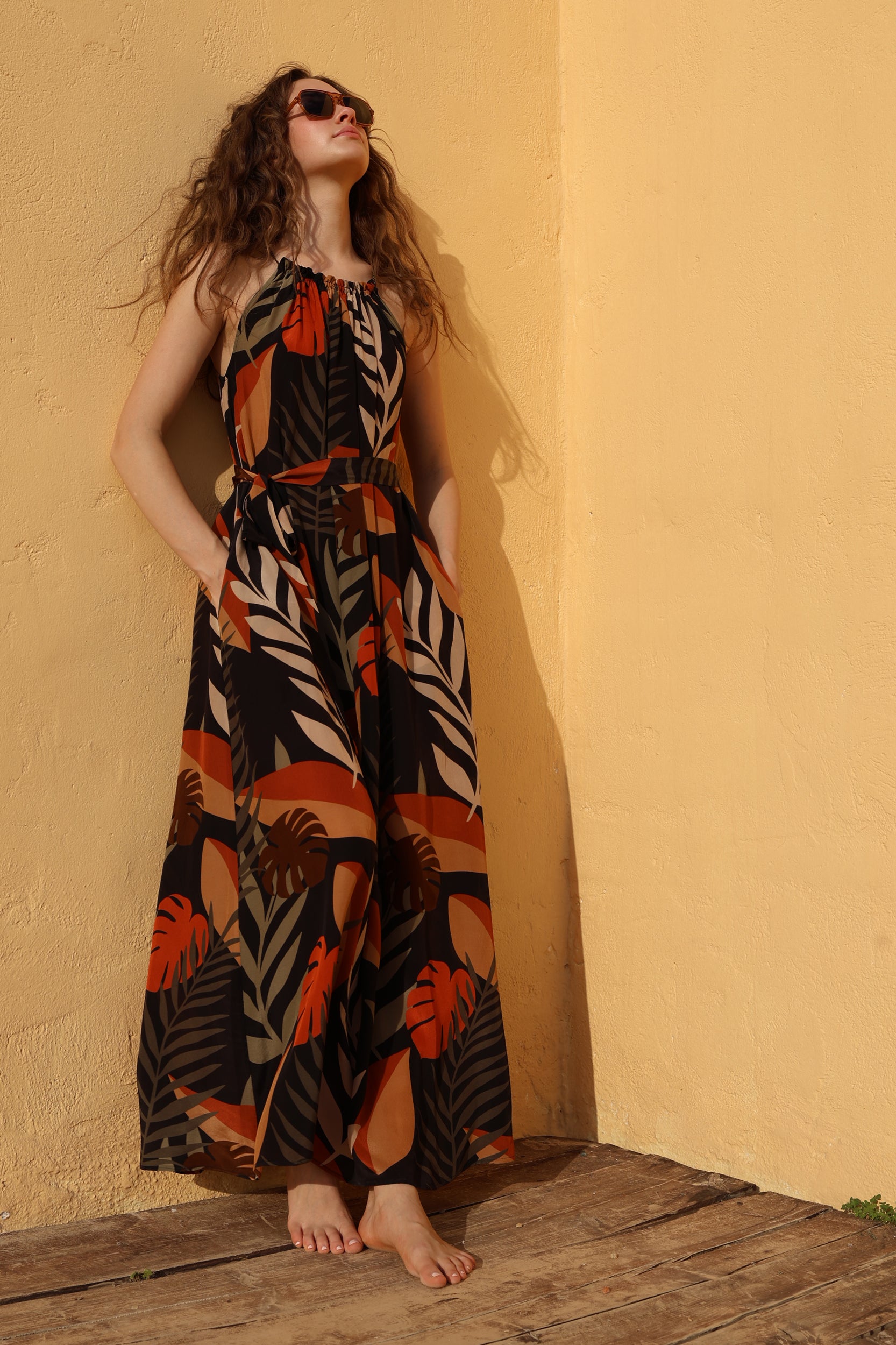 Astrea Dress in Cacao Tropica Print