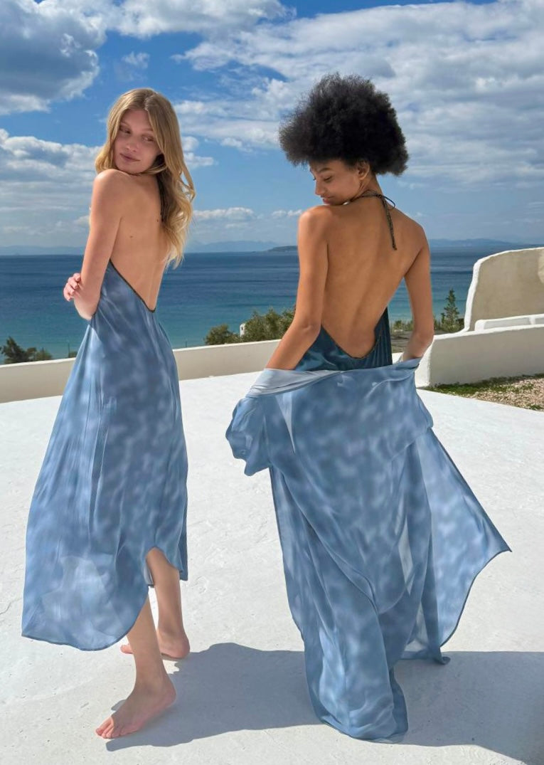 Hera Kimono in Blue Watercolor Print
