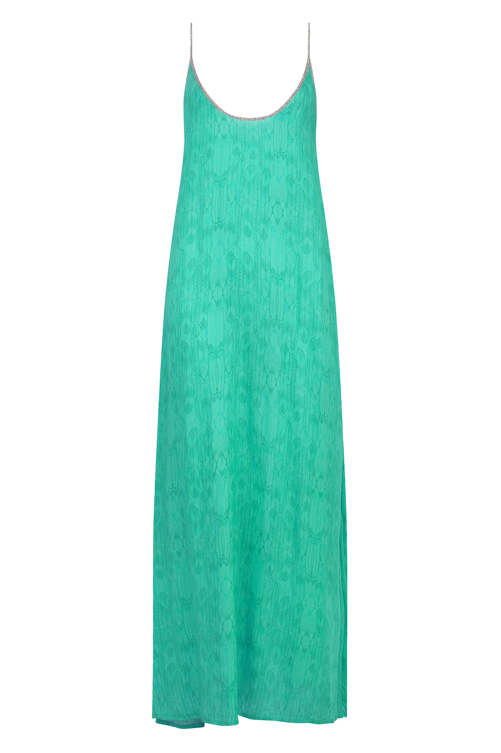 Hestia Dress in Aqua Feather Print
