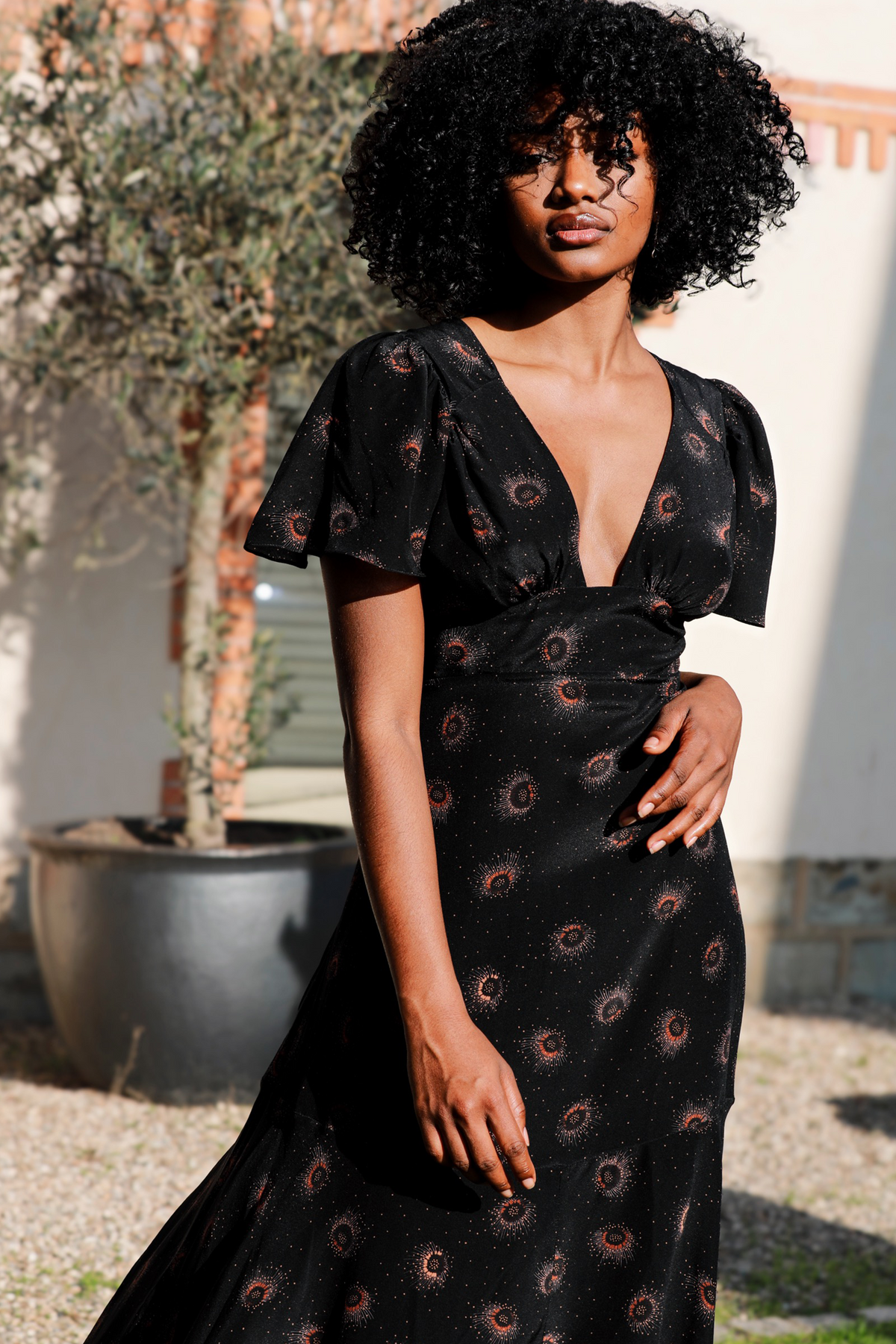 Iris Dress Chocolate Medusa Print