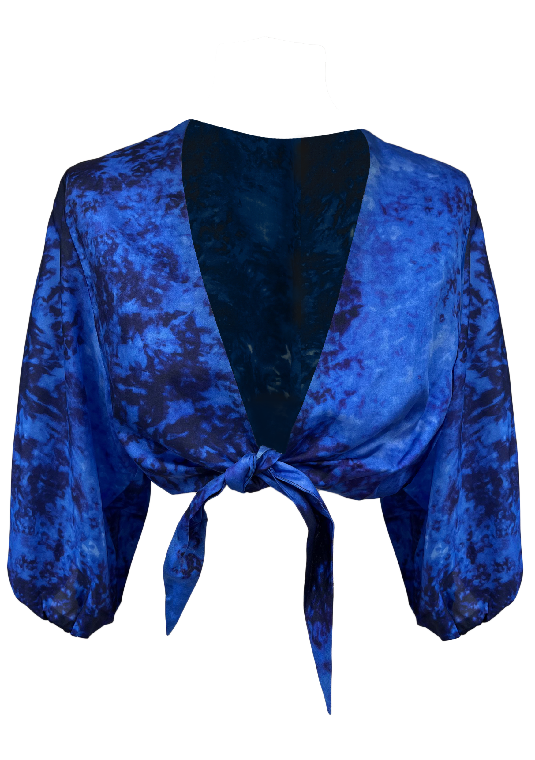 Bolero in Jaipur Blue Tie-Dye Print Silk