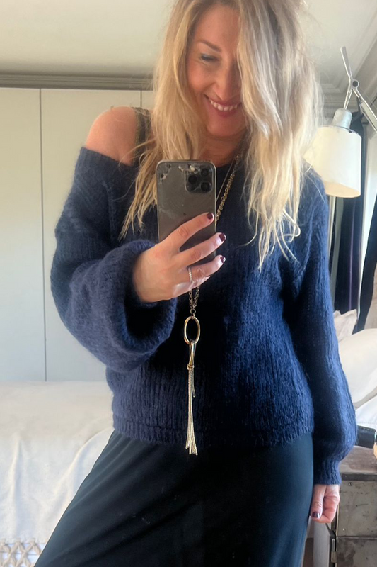 Cropped Mohair Jumper in Midnight
