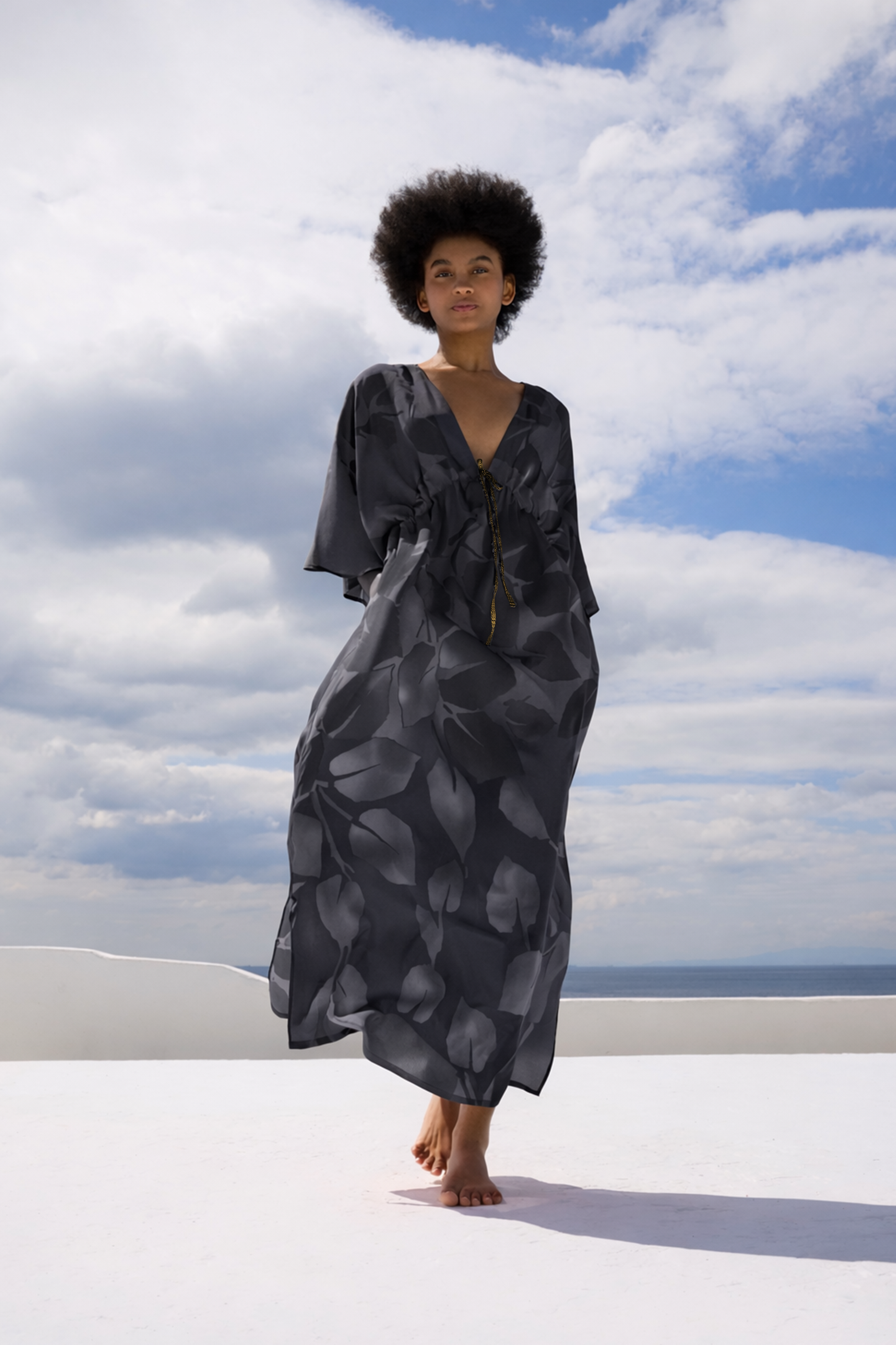 Medea Dress in Charcoal Print