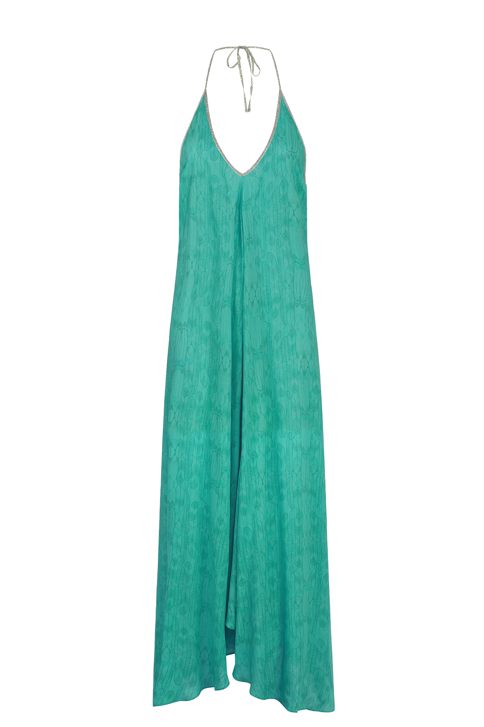 Rhodes Dress in Aqua Feather Print