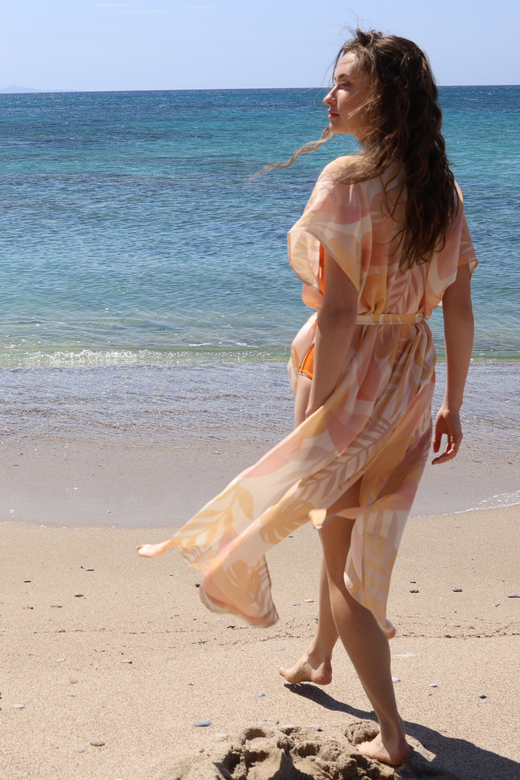 Rhea Kimono in Vintage Blush Tropica Print
