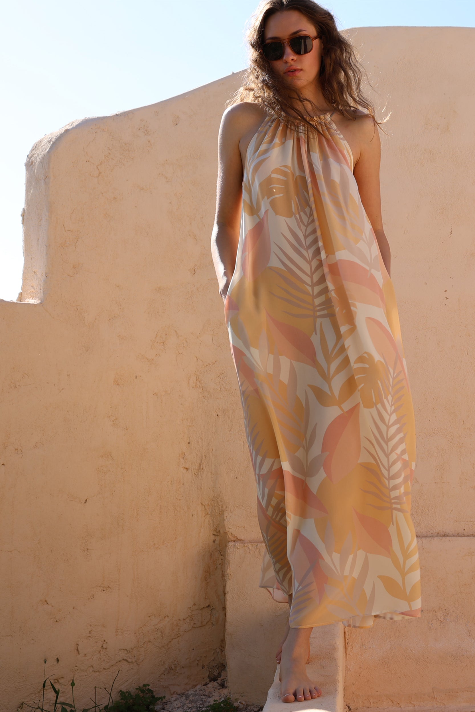 Astrea Dress in Blush Tropica Print