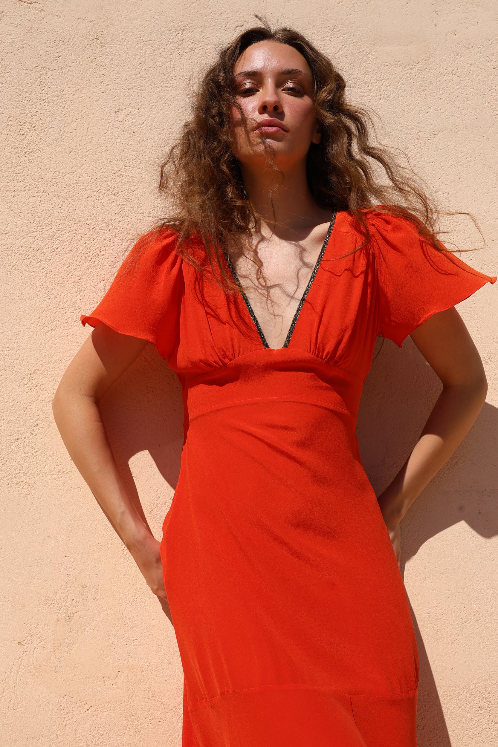 Iris Dress in Fire Red