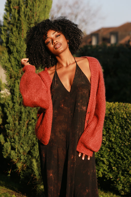 Cropped Cardigan in Rust