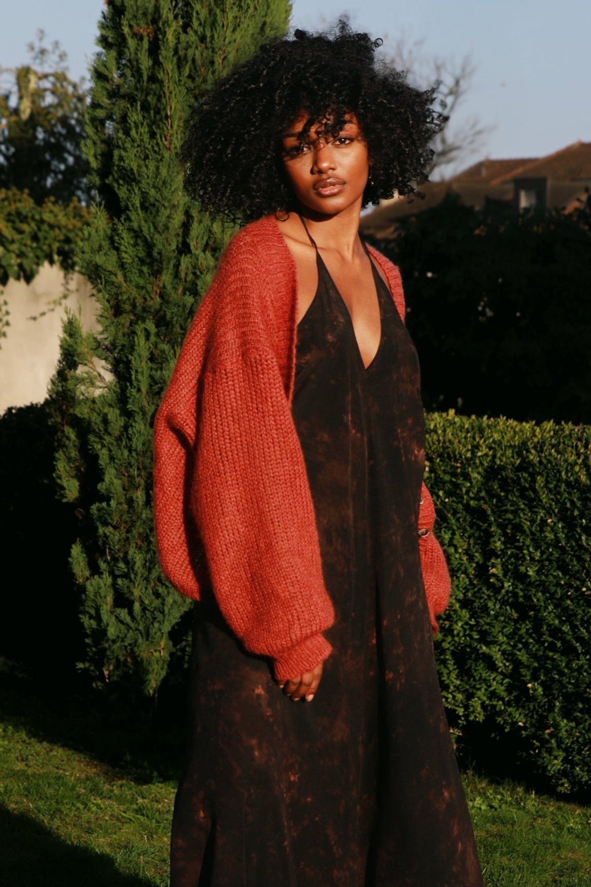 Cropped Cardigan in Rust