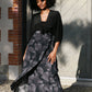 Calypso Skirt in Foglia Print in Charcoal