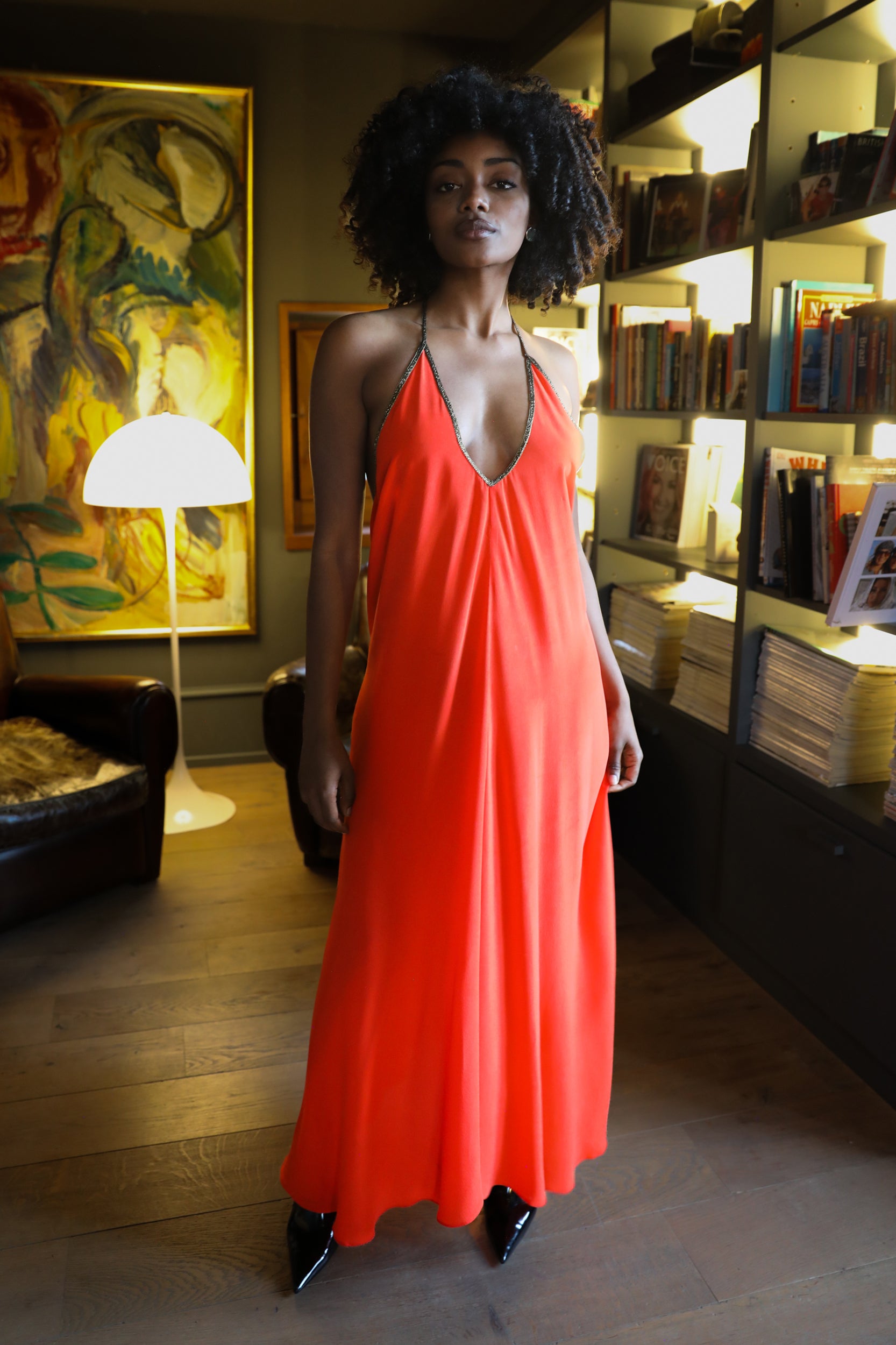 Rhodes Dress in Fire Red