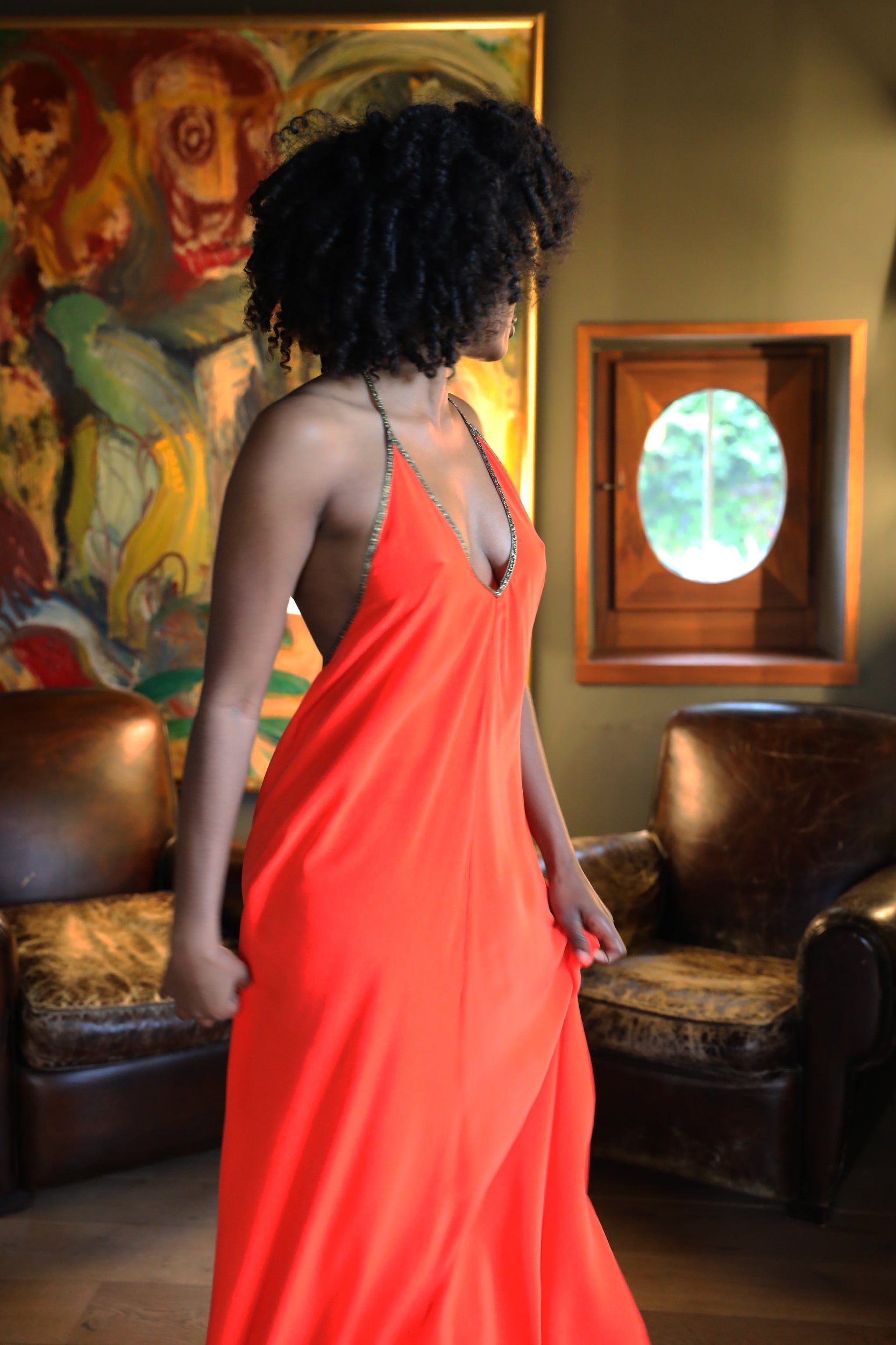 Rhodes Dress in Fire Red