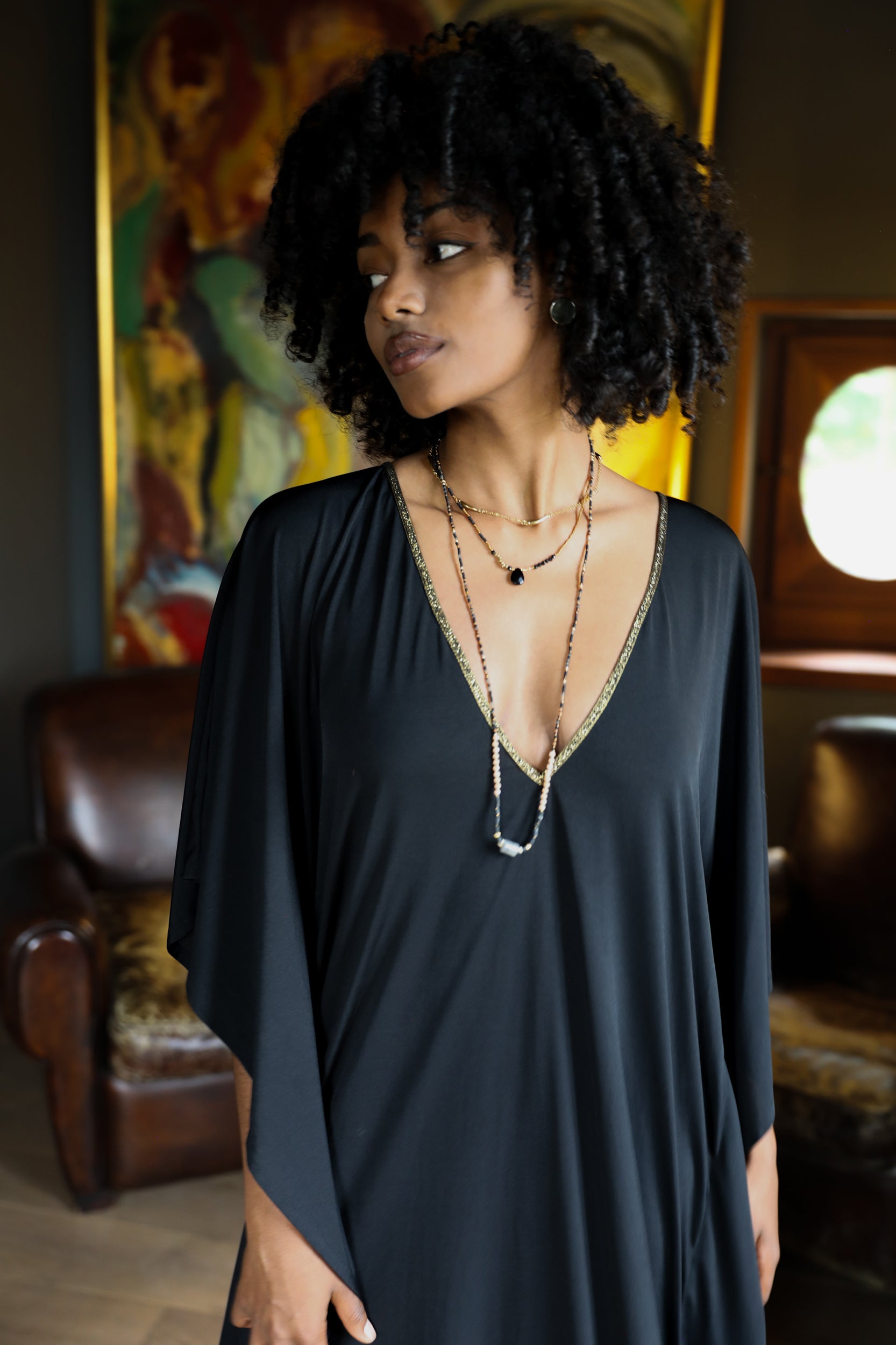 Aphrodite Dress in Black Jersey