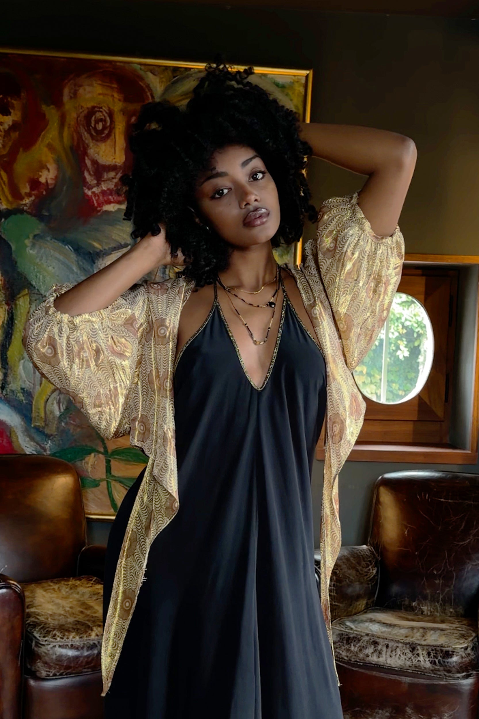 Bolero in Gold Peacock Print