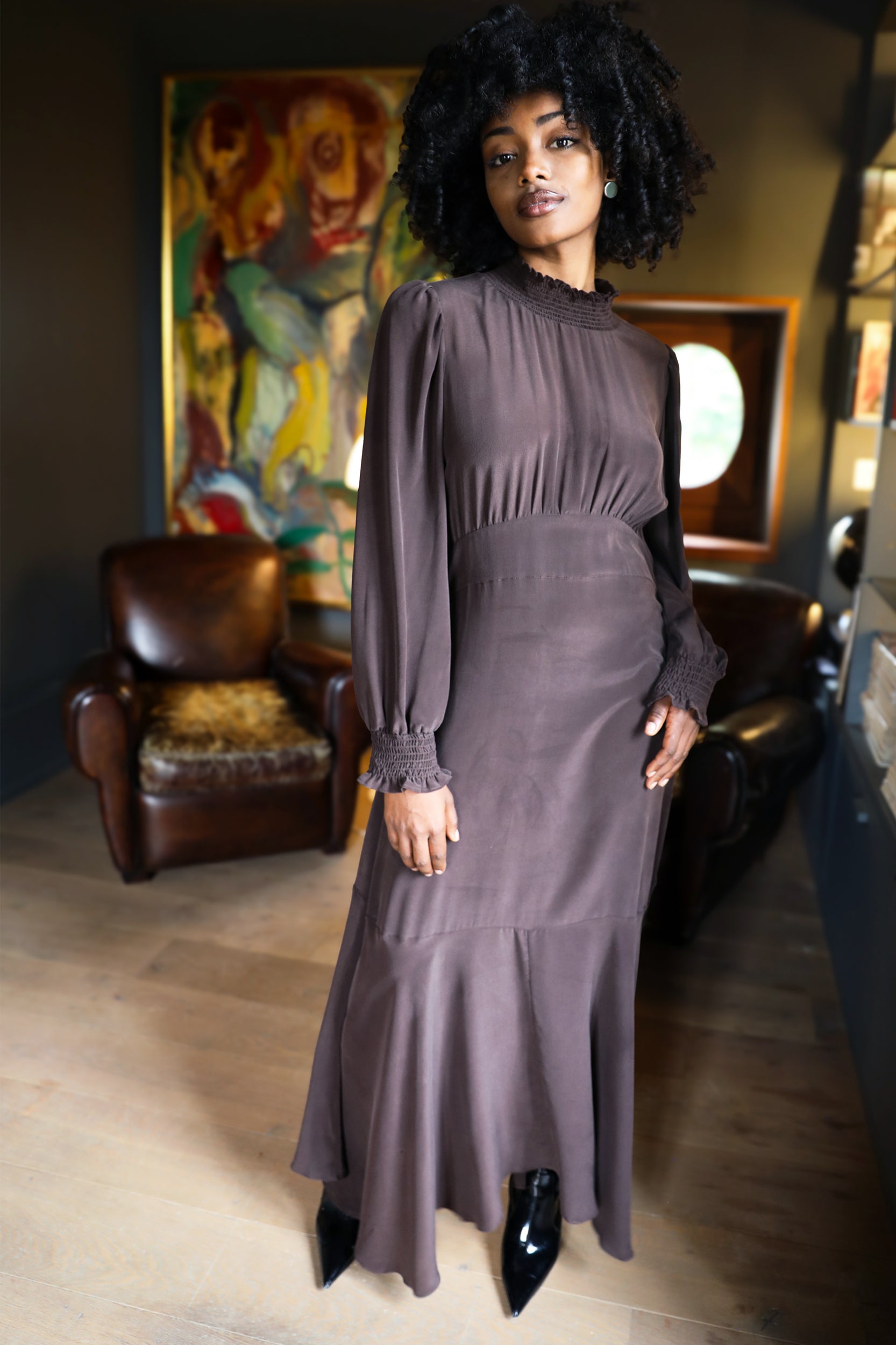 Hemera Dress in Chocolate