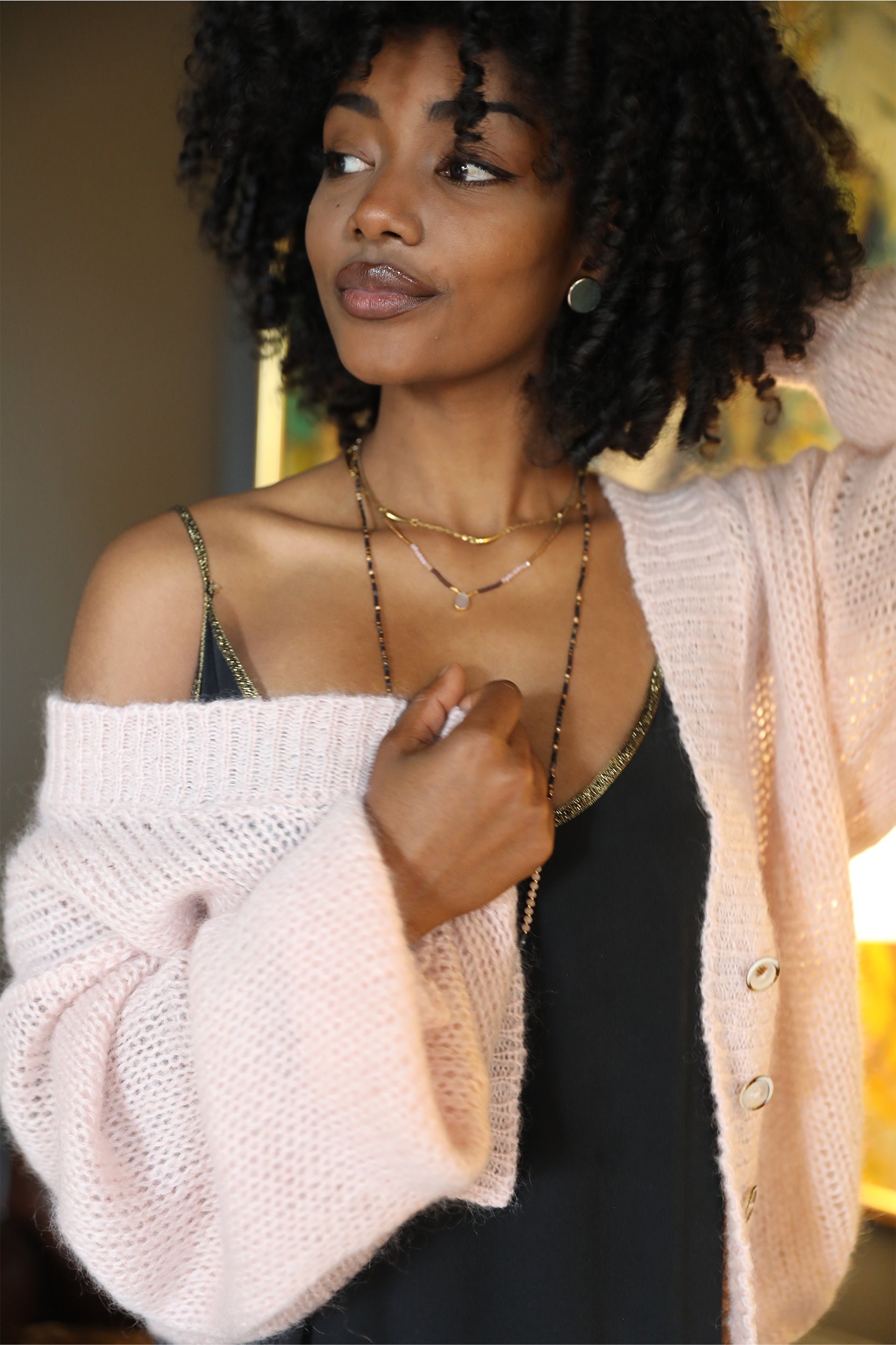 Cropped Cardigan in Blush