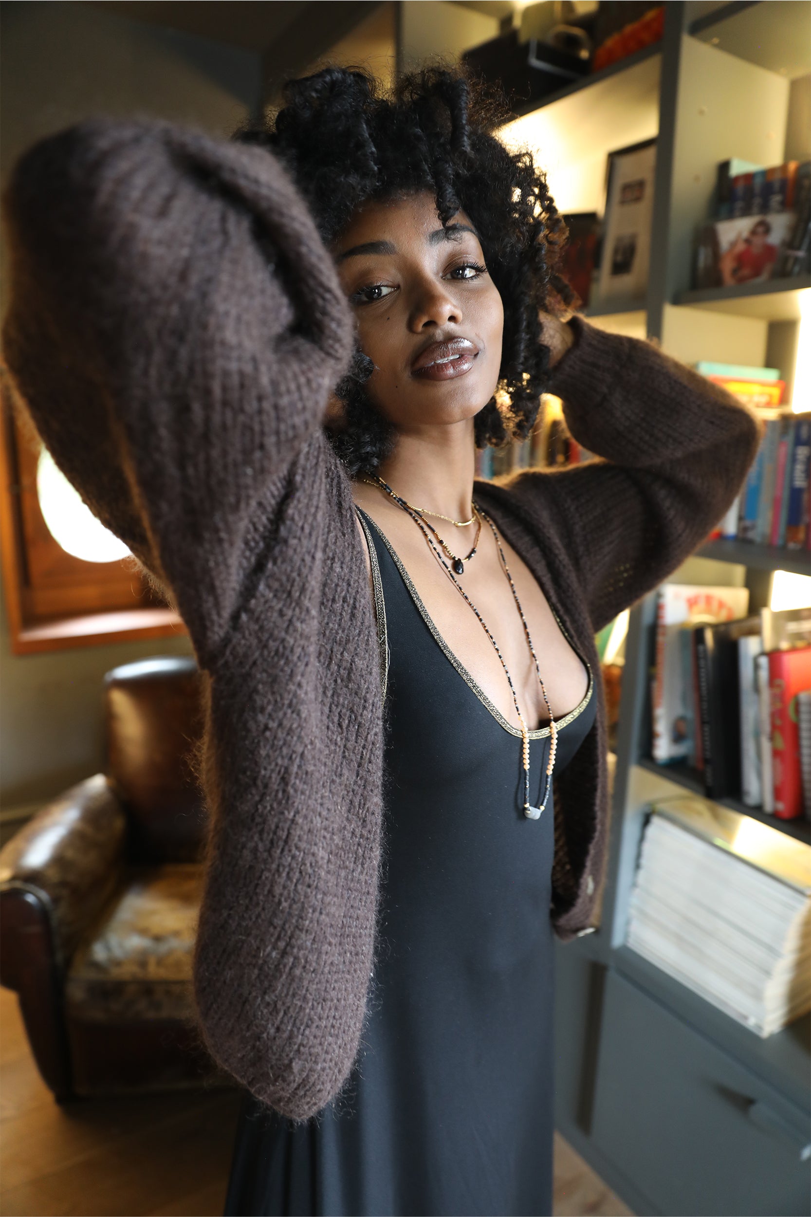 Cropped Cardigan in Chocolate