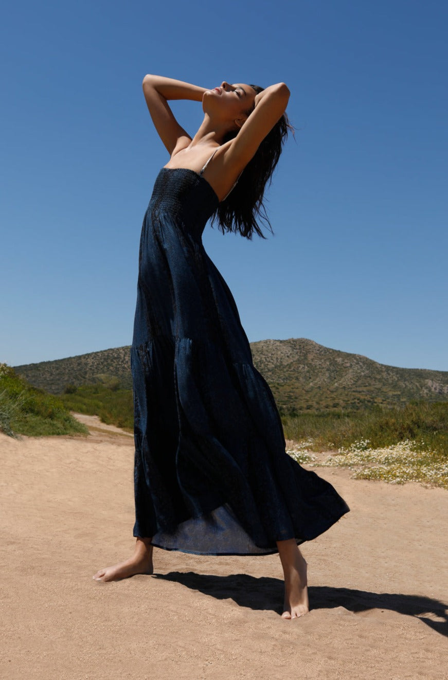 Gaia Dress in Midnight Serpentine Print
