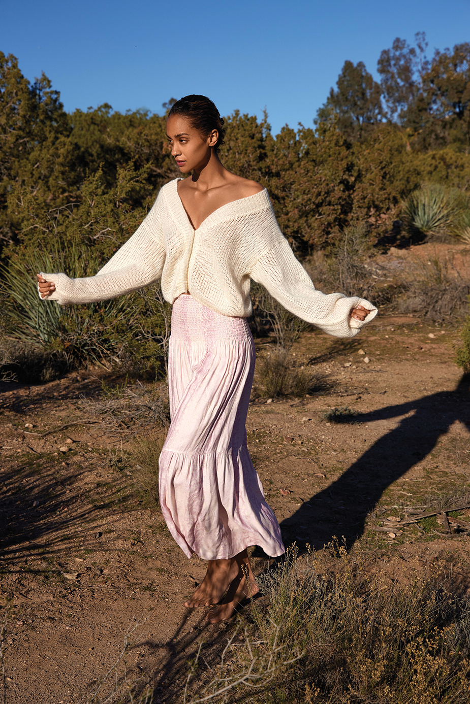 Gaia Skirt in Snake Print in Dusty Pink