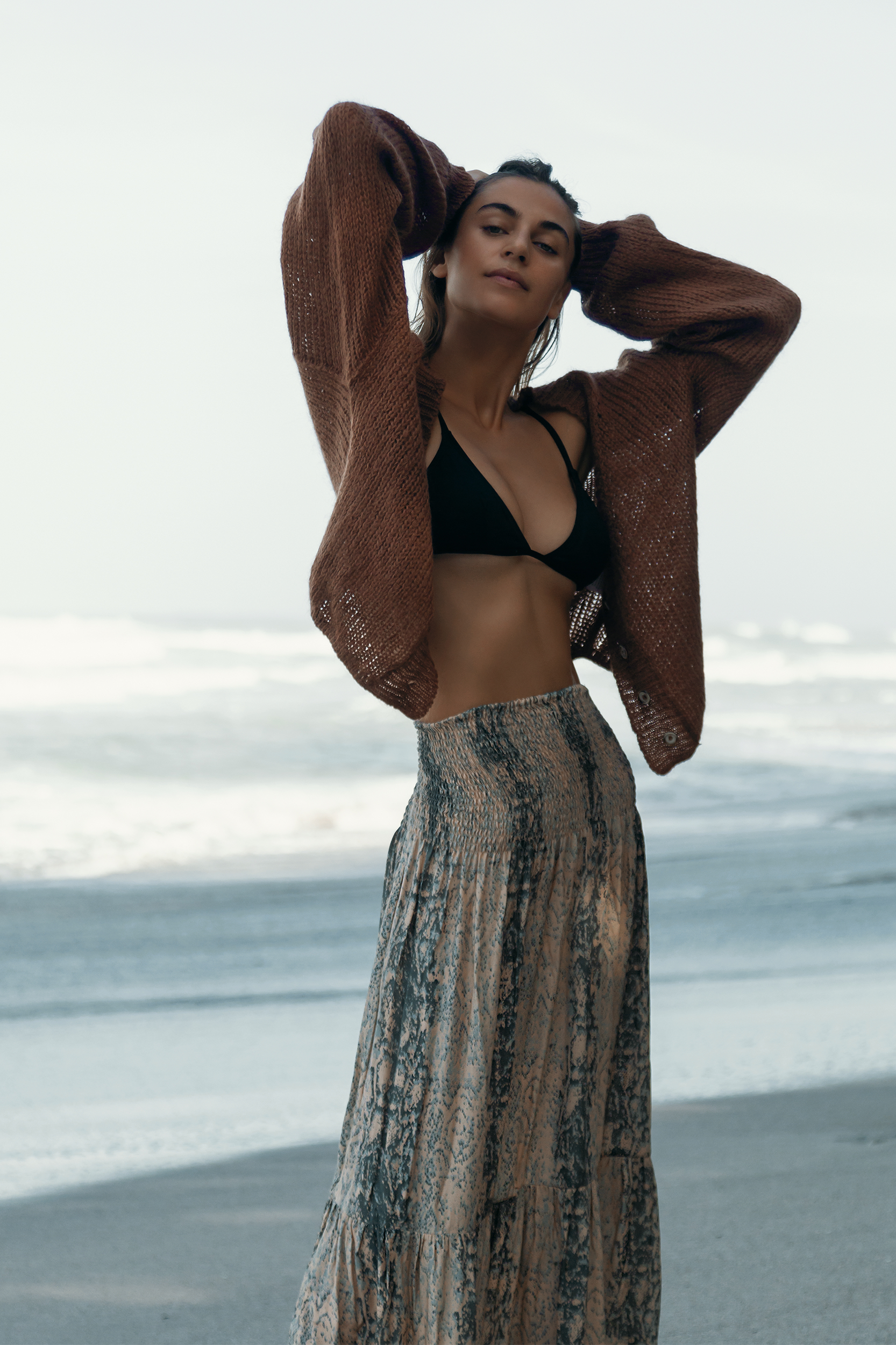 Cropped Cardigan in Hazelnut Brown