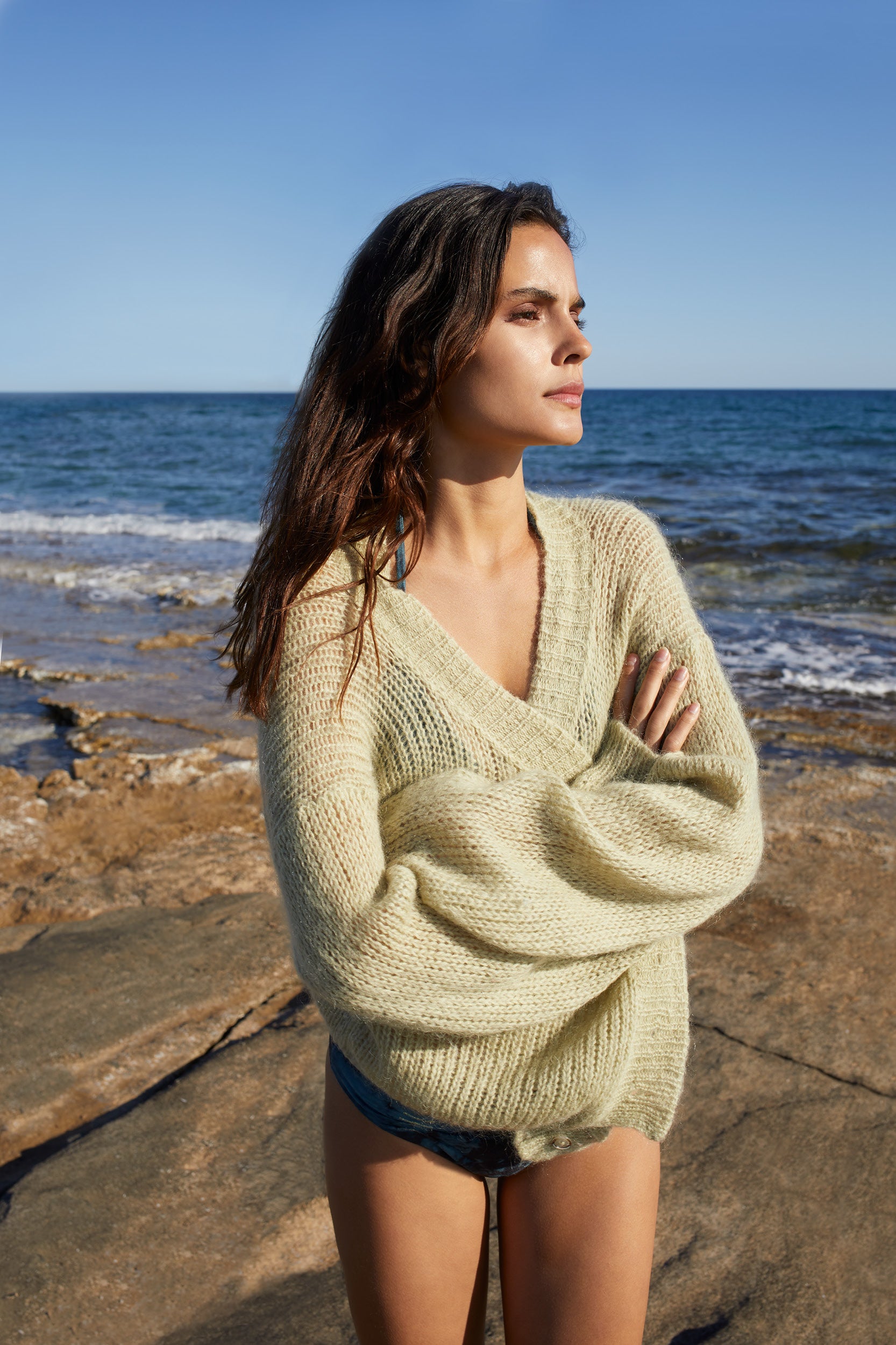 Cropped Cardigan in Sage