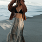 Gaia Skirt in Snake Print in Sand Blush