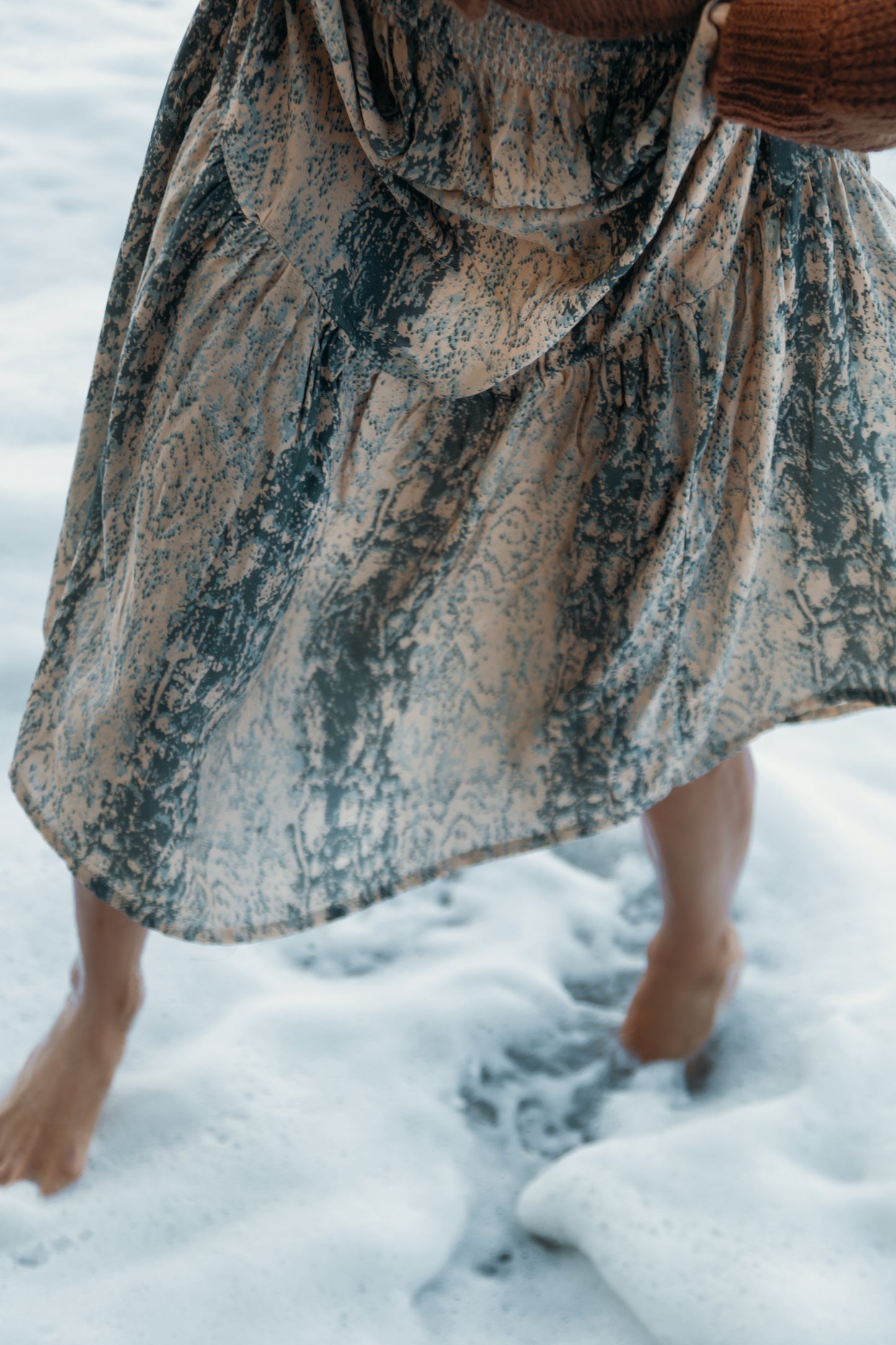 Gaia Skirt in Snake Print in Sand Blush