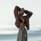 Gaia Skirt in Snake Print in Sand Blush