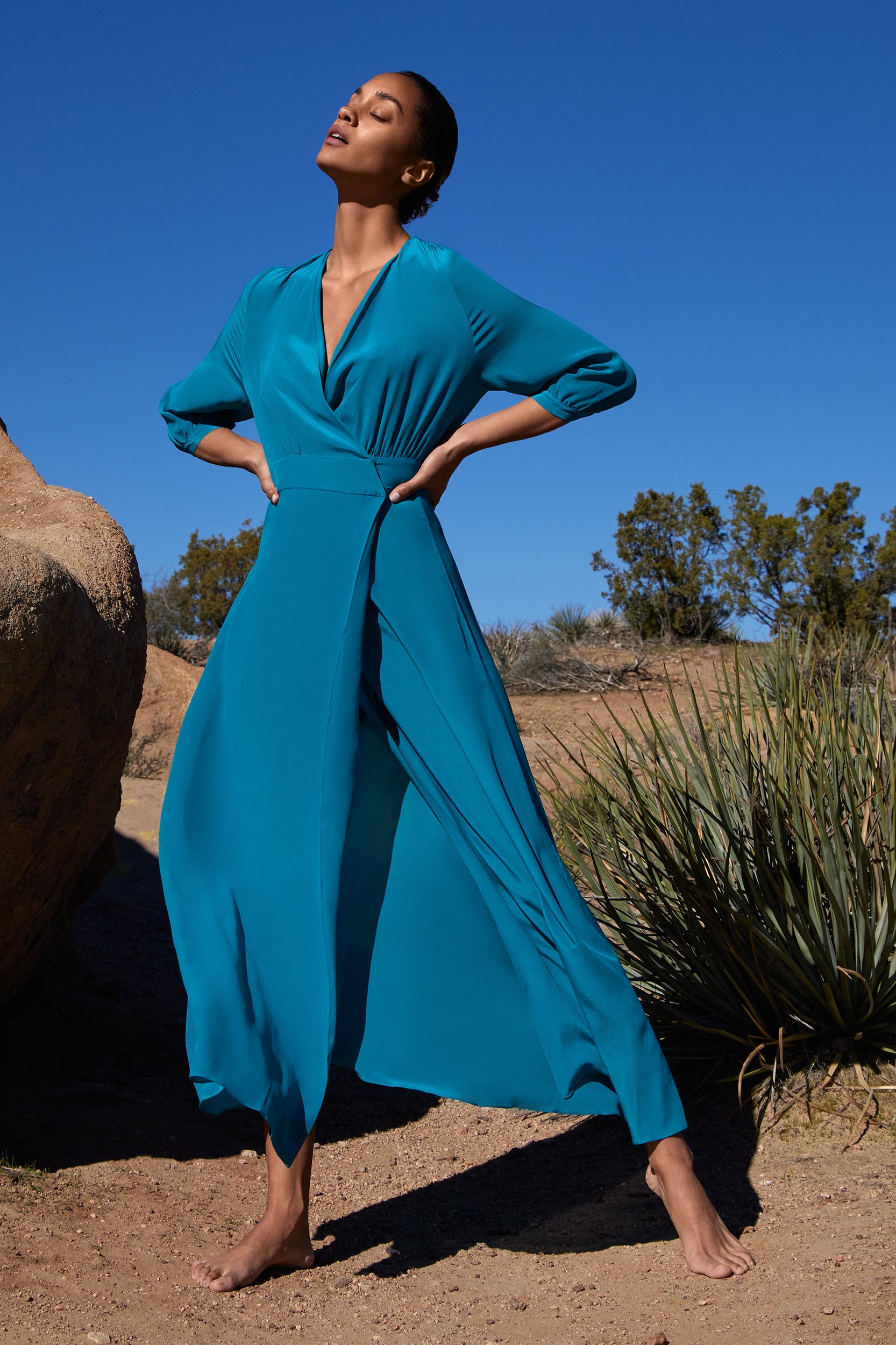 Athena in Block Silk in Kingfisher