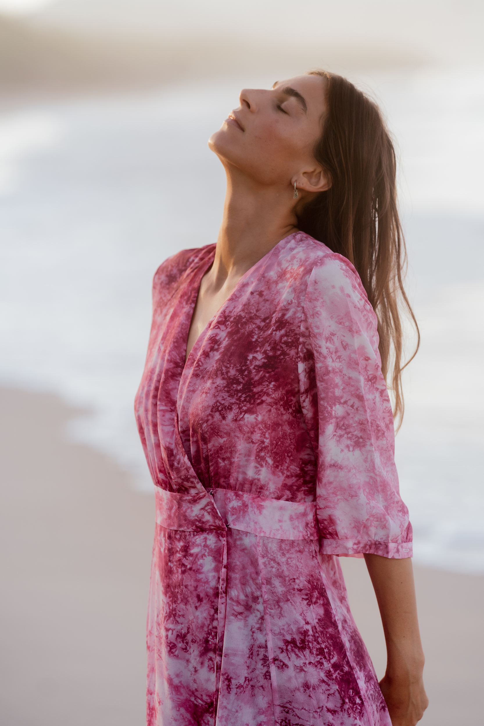 Athena in Tie-Dye Print Silk in Wild Orchid