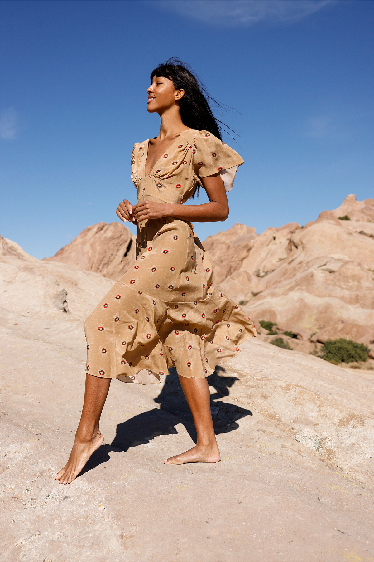 Iris Dress Cinnamon Medusa Print